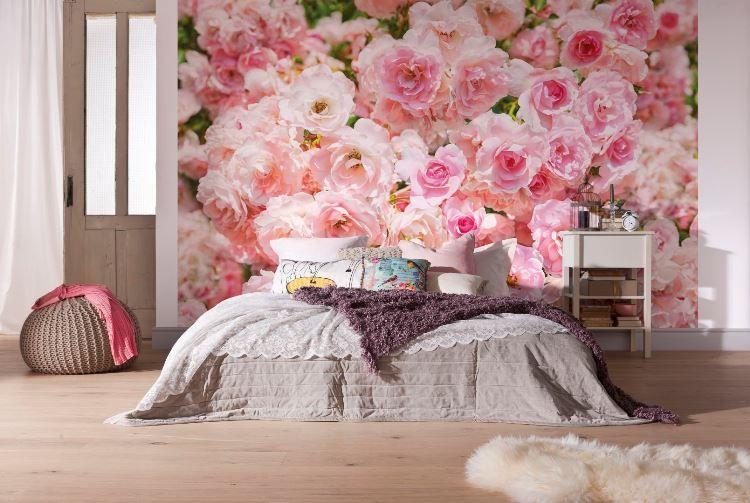 фотообои розы в интерьере спальни фото