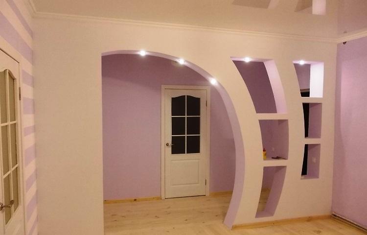 Межкомнатные арки из гипсокартона с подсветкой фото