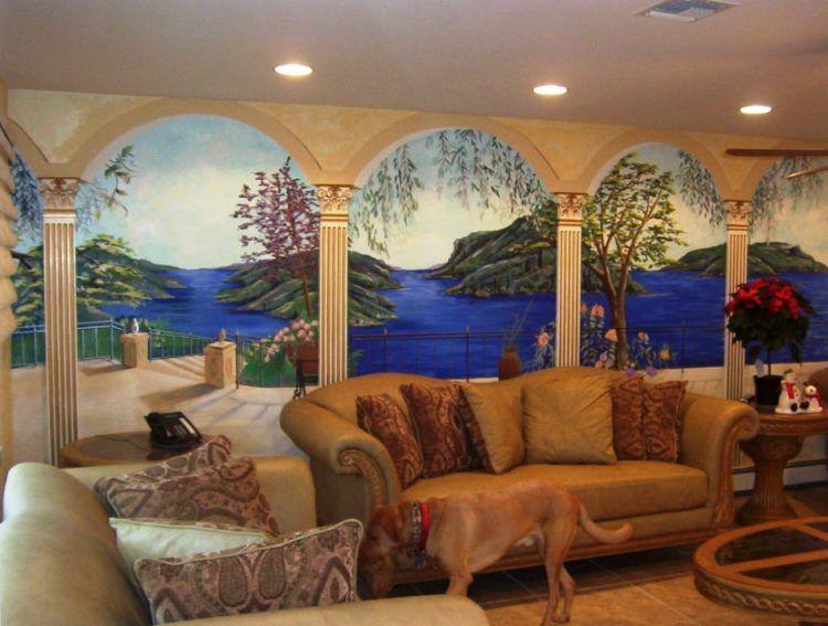 фрески в интерьере гостиной фото 20