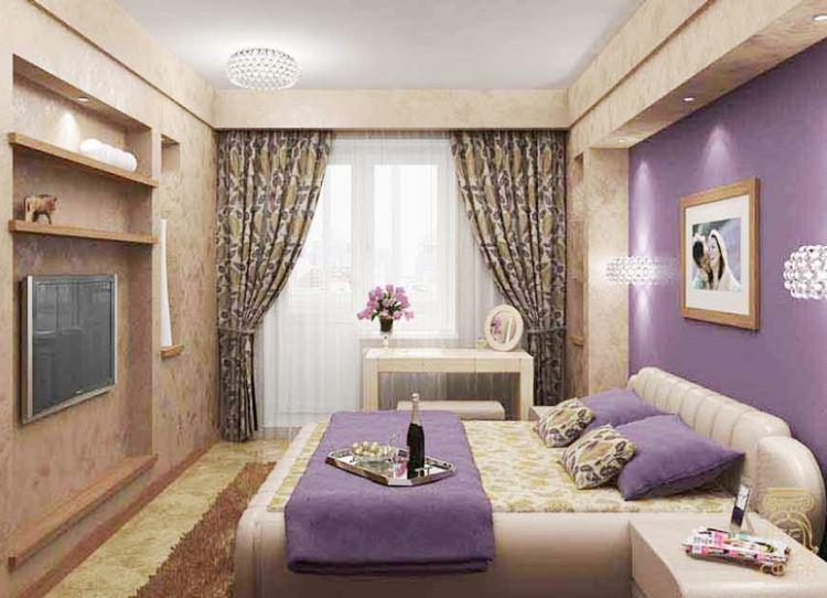 шторы в спальню сиреневого цвета фото