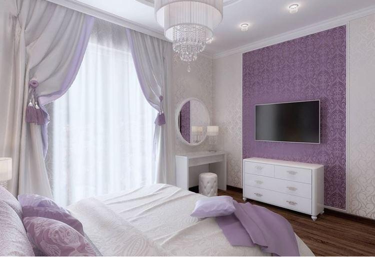 спальня в сиреневом цвете дизайн фото